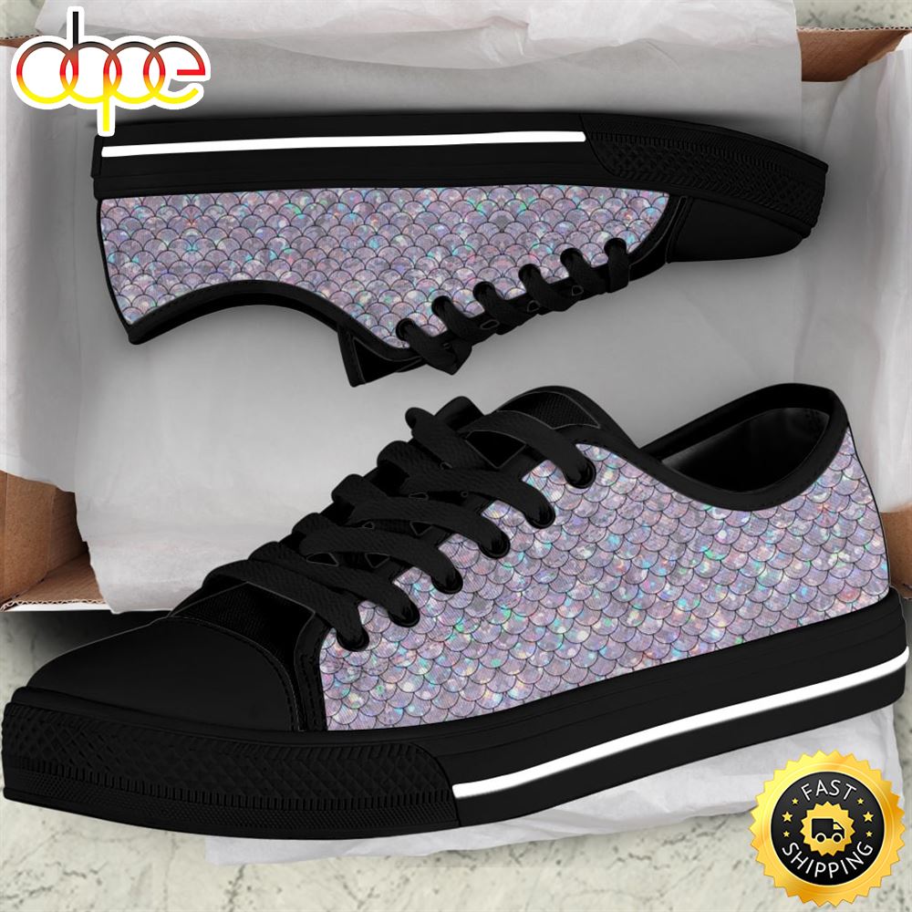 Sportswearmerch Mermaid Pattern Women Low Top Canvas Sneakers Shoes For Men And Women