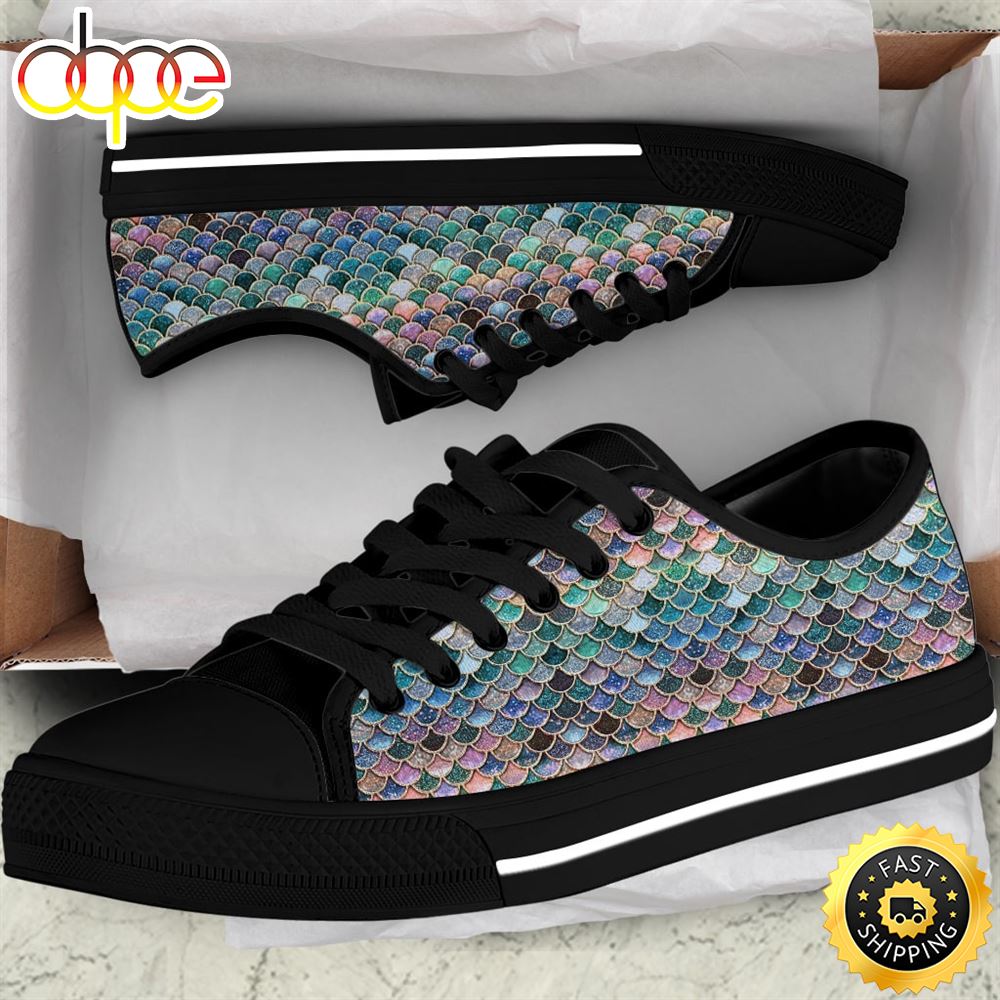 Sportswearmerch Mermaid Pattern Women Low Top Canvas Sneakers Shoes For Men And Women