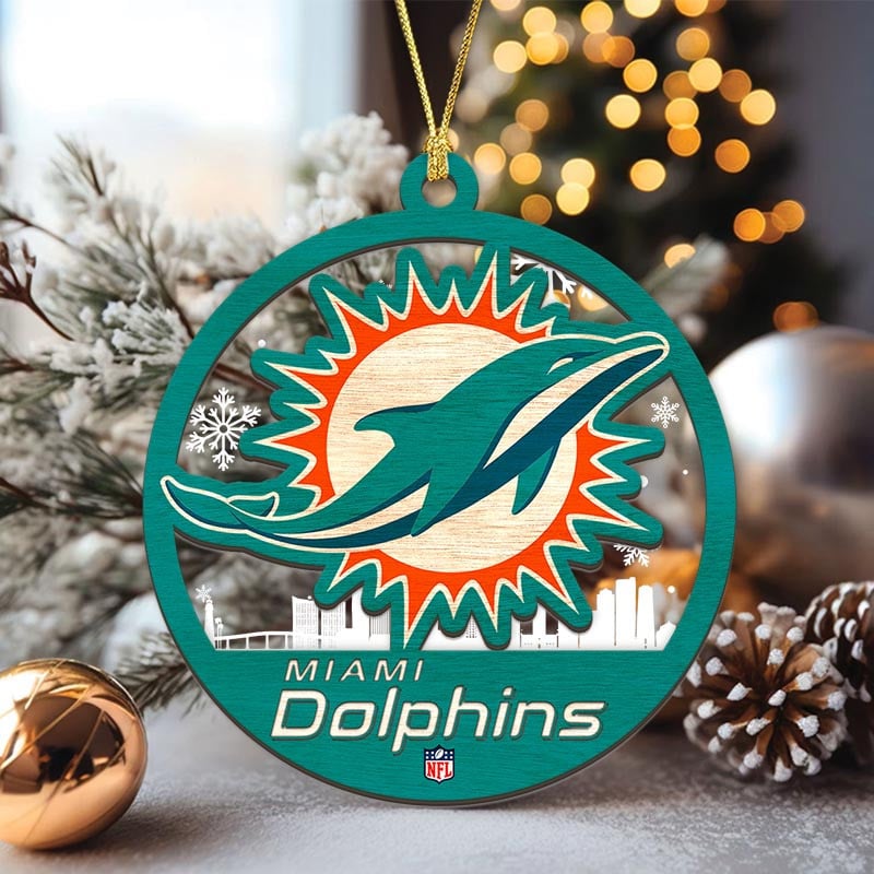Sportswearmerch Miami Dolphins NFL Acrylic Mix Wooden Ornament Gift For Fans