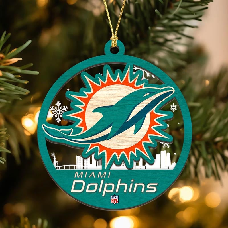 Sportswearmerch Miami Dolphins NFL Acrylic Mix Wooden Ornament Gift For Fans