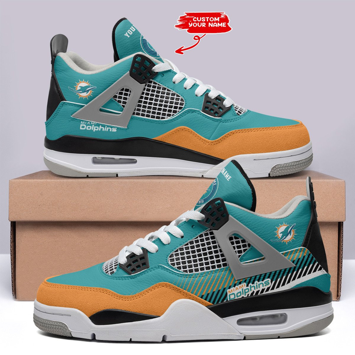 Sportswearmerch Miami Dolphins NFL  AJ4 Sneakers Shoes For Men And Women