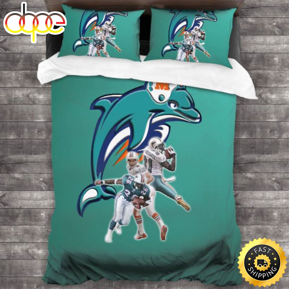 Sportswearmerch Miami Dolphins NFL Aqua Bedding Set For Fan