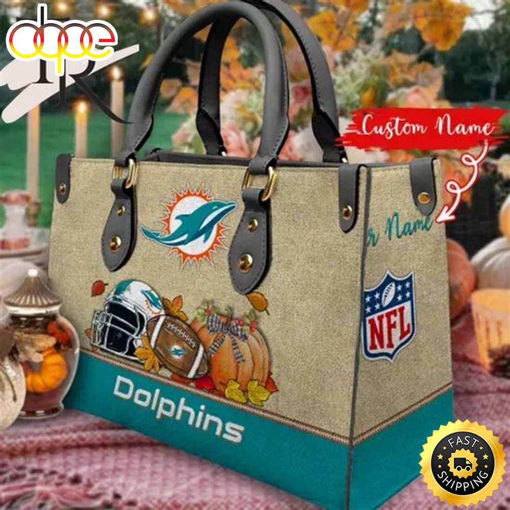 Sportswearmerch Miami Dolphins NFL Autumn Women Leather Hand Bag For Fan