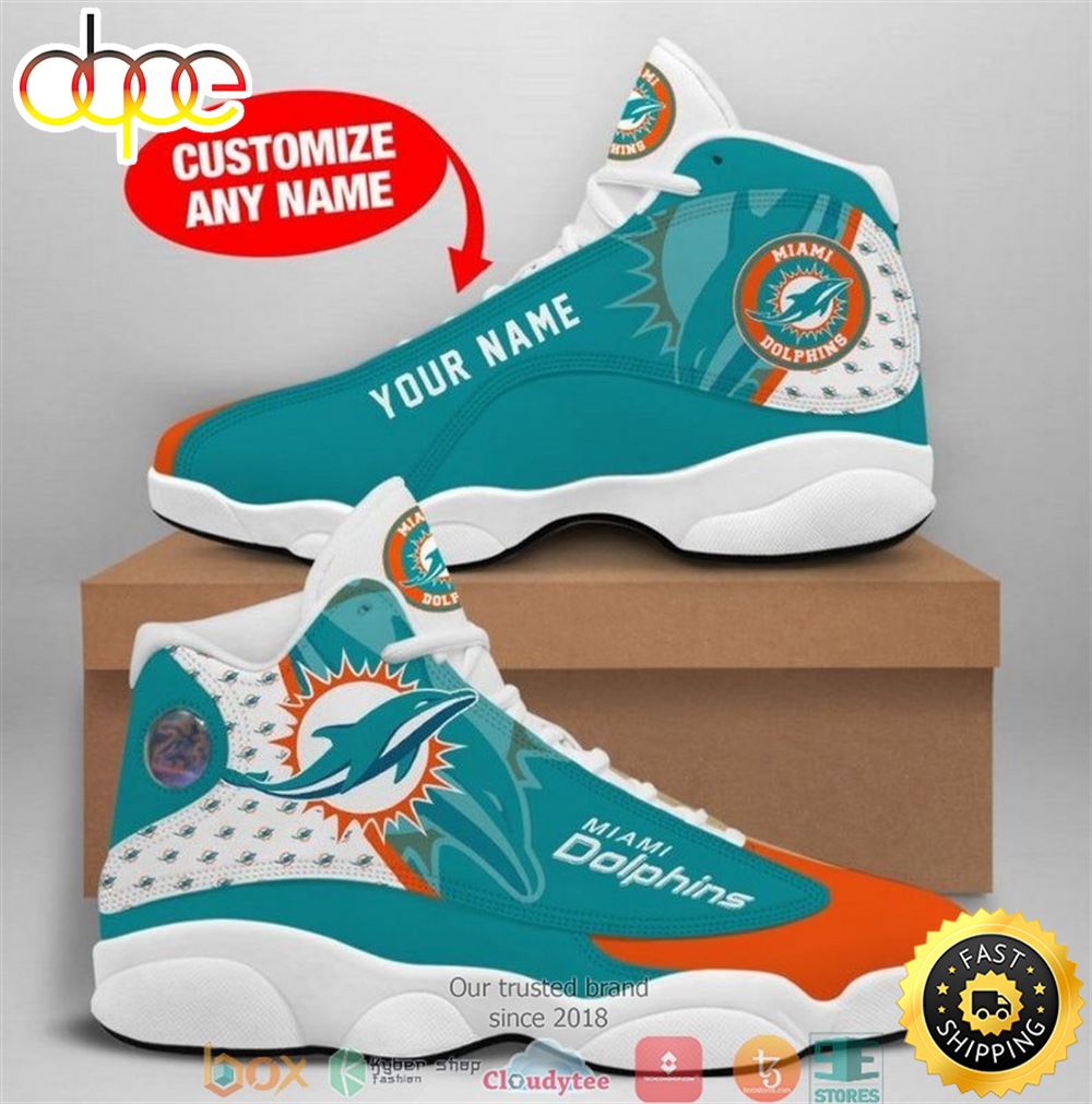 Sportswearmerch Miami Dolphins NFL Big Logo AJ13 Sneakers Shoes For Men And Women