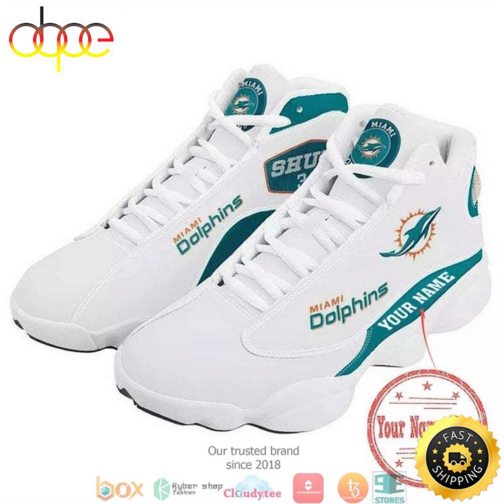 Sportswearmerch Miami Dolphins NFL Big Logo AJ13 Sneakers Shoes For Men And Women