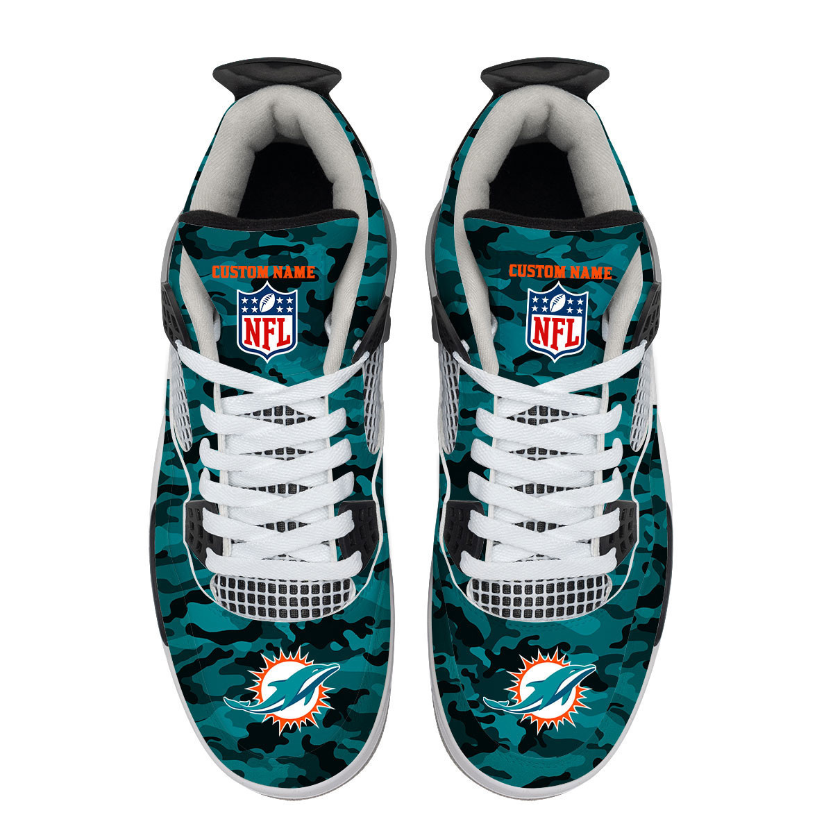Sportswearmerch Miami Dolphins NFL Camo Air Jordan 4 SneakerAJ4 Sneakers Shoes For Men And Women