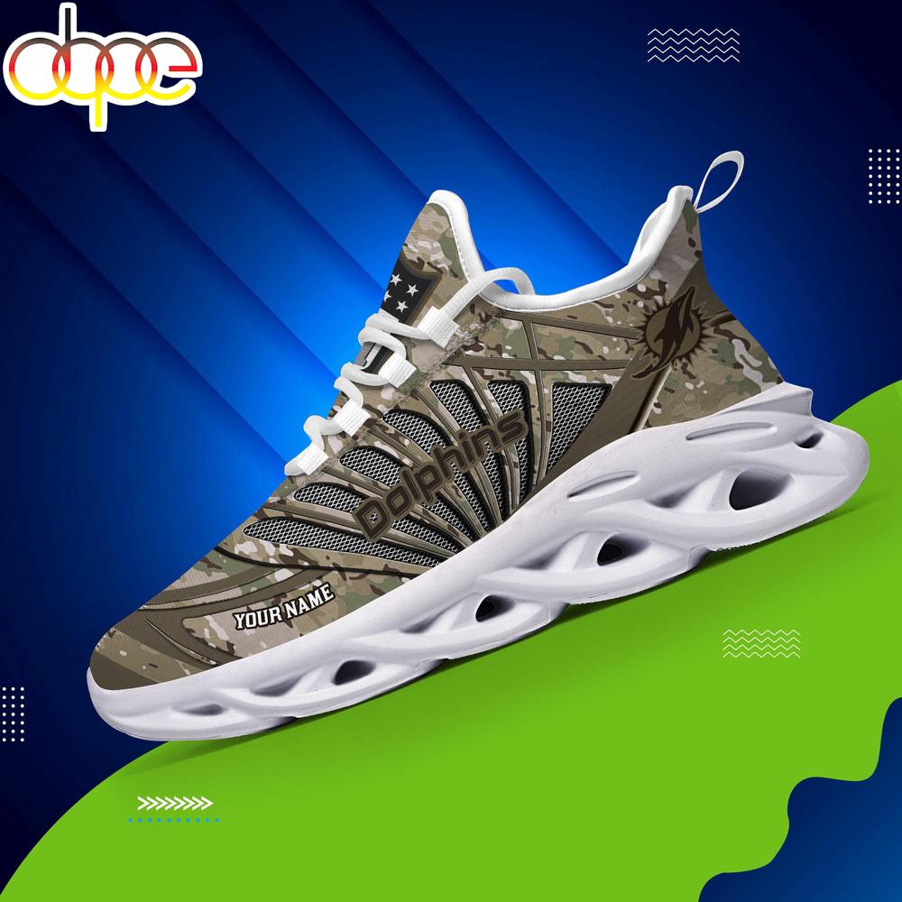 Sportswearmerch Miami Dolphins NFL Camo Veteran Day Max Soul Shoes Sneakers For Men And Women