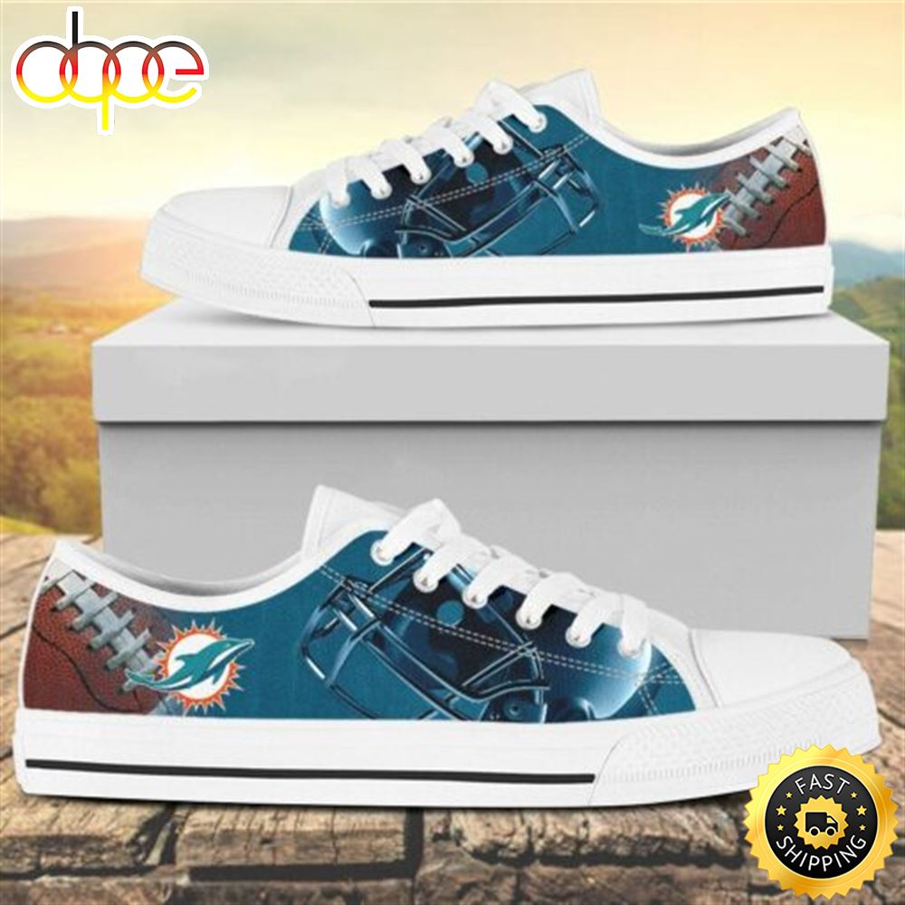 Sportswearmerch Miami Dolphins NFL Canvas Low Top Canvas Sneakers Shoes For Men And Women