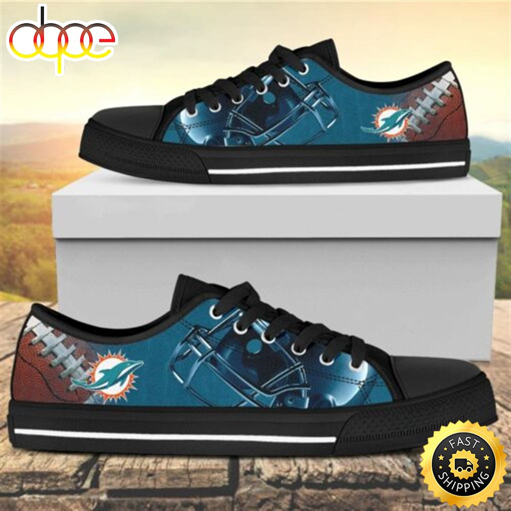 Sportswearmerch Miami Dolphins NFL Canvas Low Top Canvas Sneakers Shoes For Men And Women