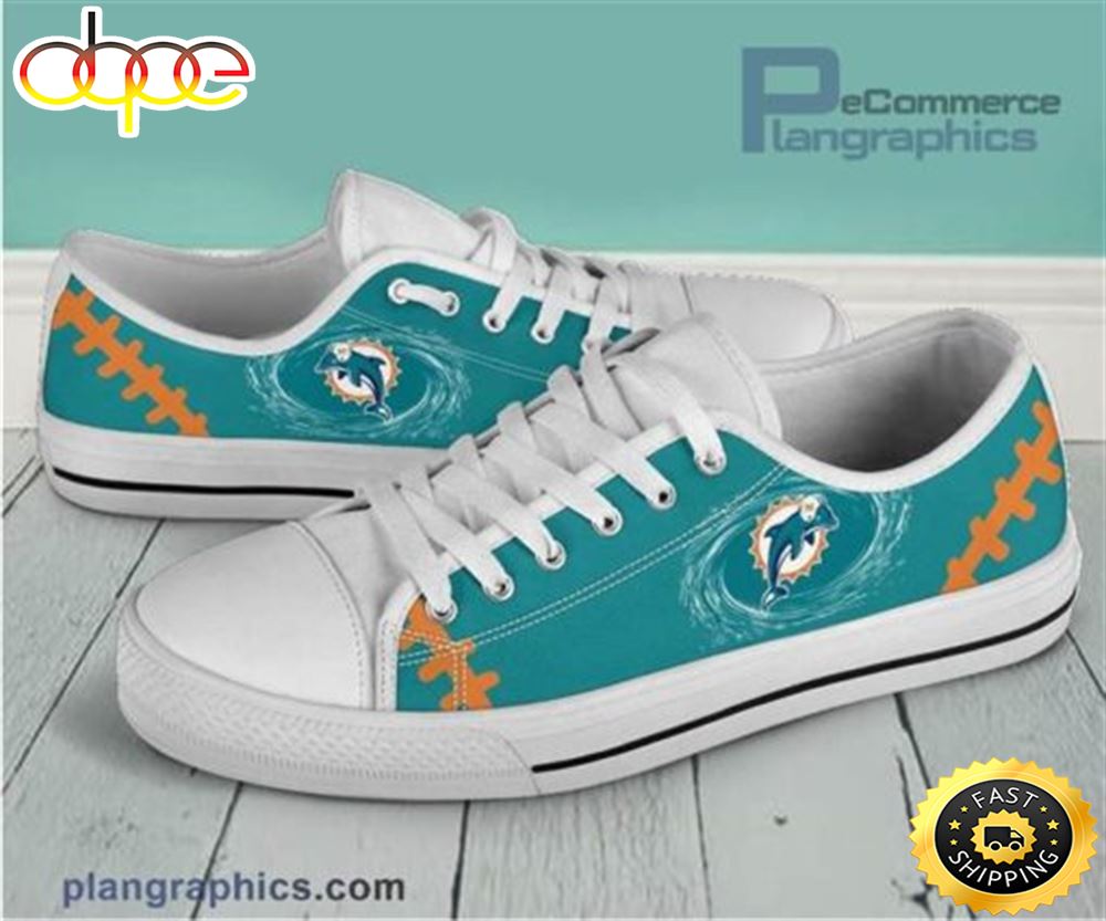 Sportswearmerch Miami Dolphins NFL Canvas Shoes Low Top Canvas Sneakers Shoes For Men And Women