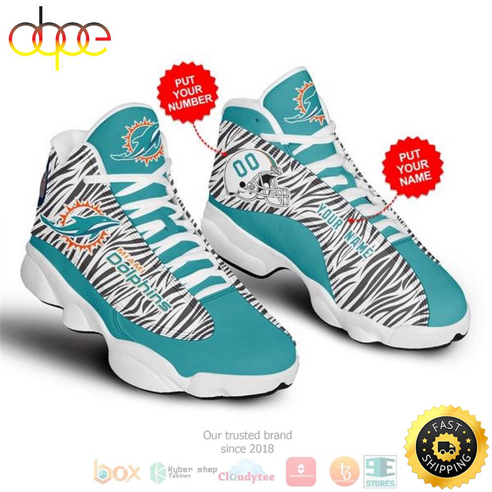 Sportswearmerch Miami Dolphins NFL Custom AJ13 Sneakers Shoes For Men And Women