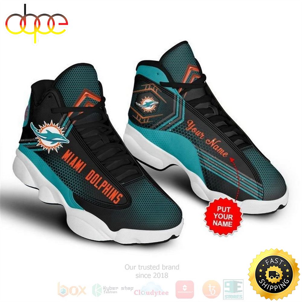 Sportswearmerch Miami Dolphins NFL Football AJ13 Sneakers Shoes For Men And Women