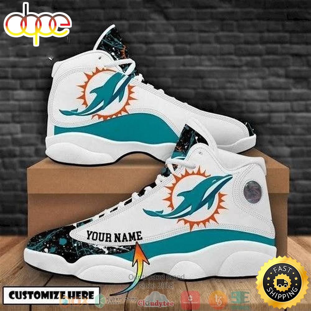 Sportswearmerch Miami Dolphins NFL Football Big Logo 34 Gift AJ13 Sneakers Shoes For Men And Women