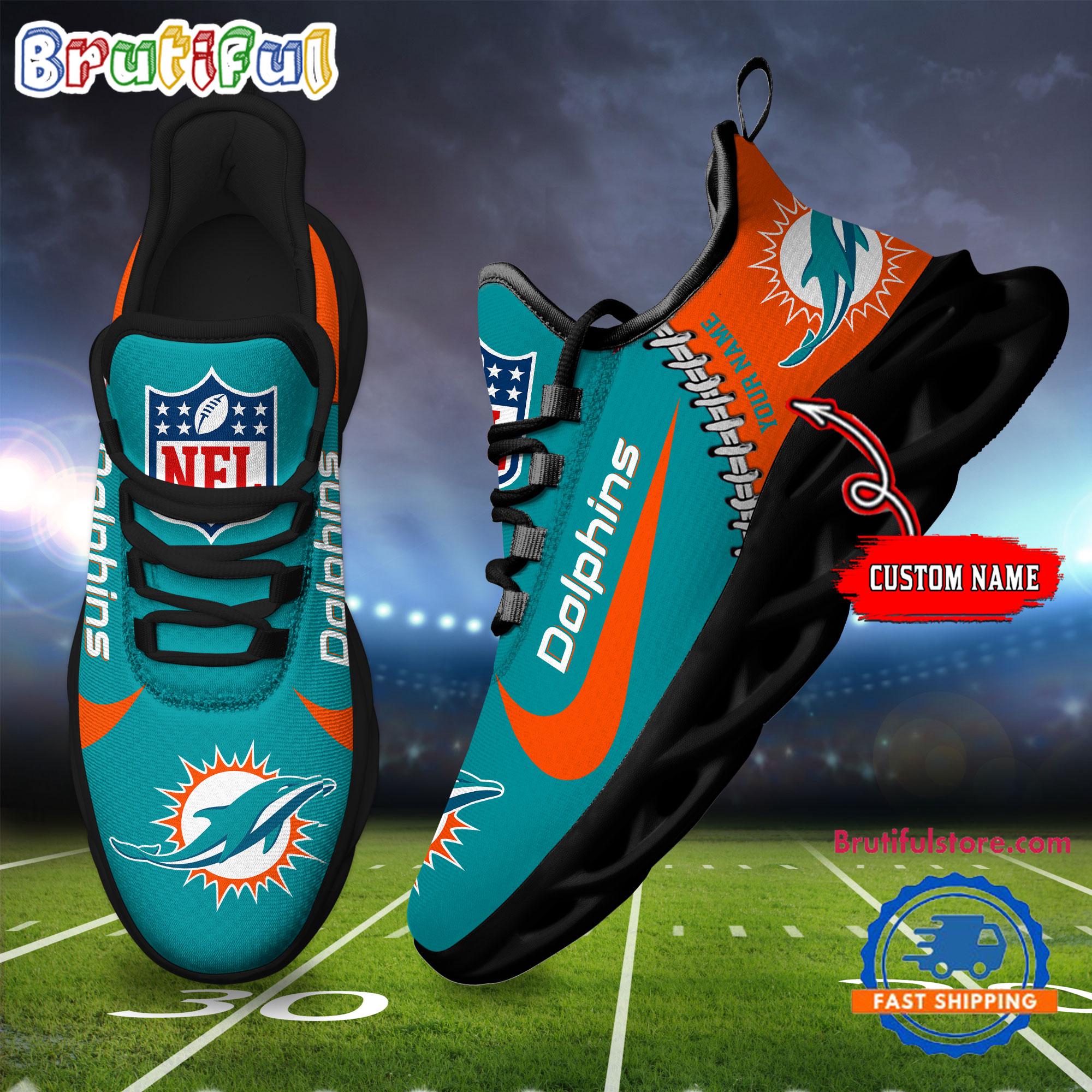 Sportswearmerch Miami Dolphins NFL Football New Season Sneaker Max Soul Shoes For Fan