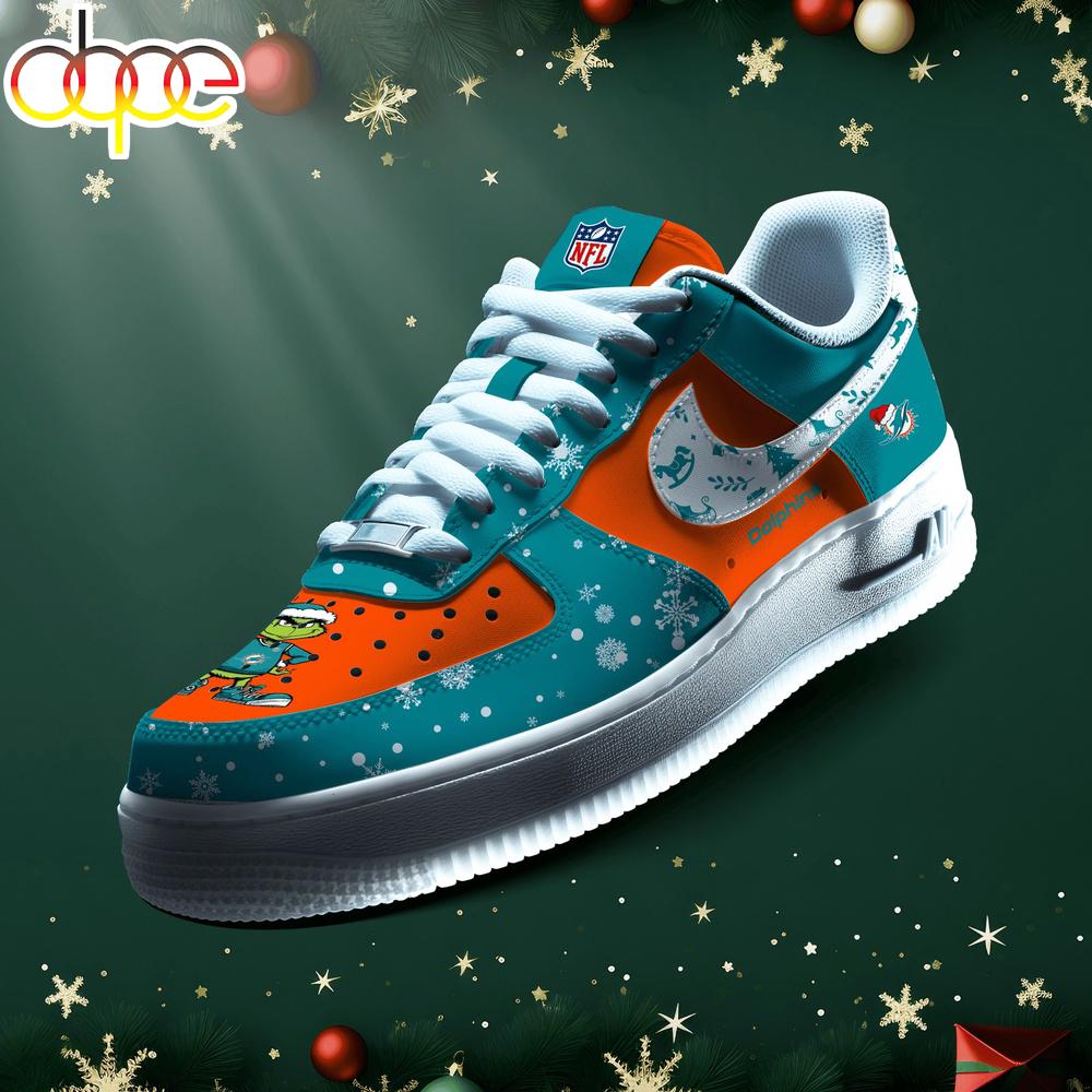 Sportswearmerch Miami Dolphins NFL Grinch Merry Christmas Air Low-Top Sneakers Shoes For Men And Women