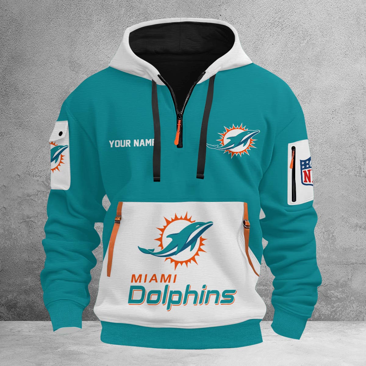 Sportswearmerch Miami Dolphins NFL Half Zip Hoodie For Fan