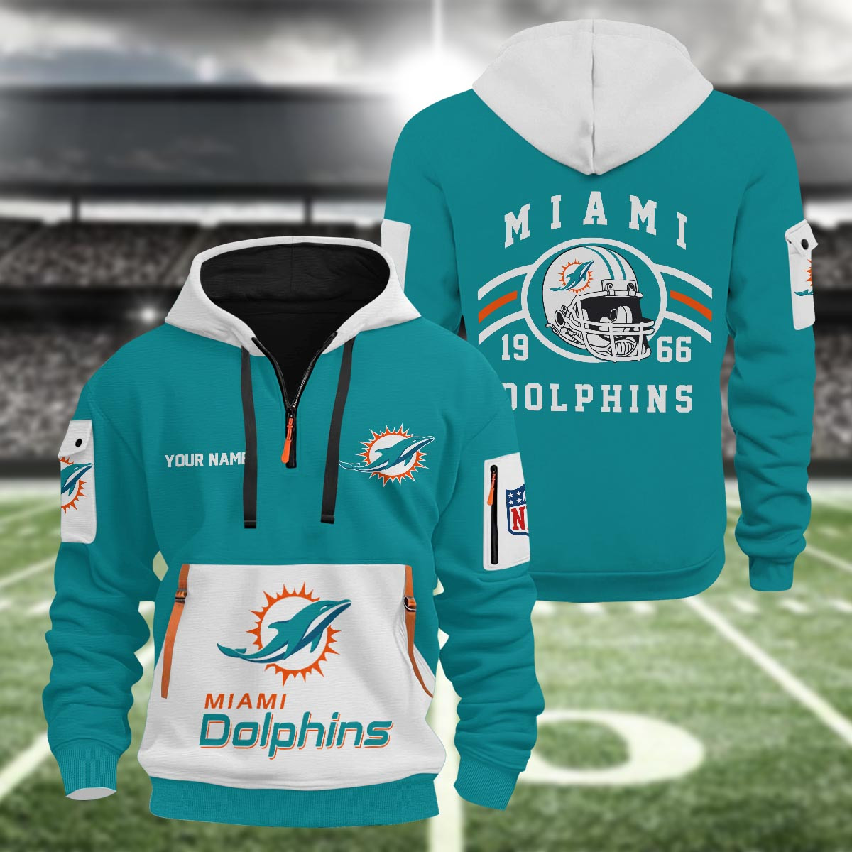 Sportswearmerch Miami Dolphins NFL Half Zip Hoodie For Fan