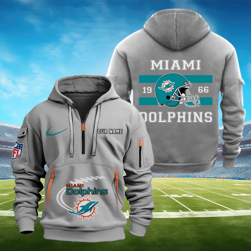 Sportswearmerch Miami Dolphins NFL Half Zip Hoodie Personalized For Fan