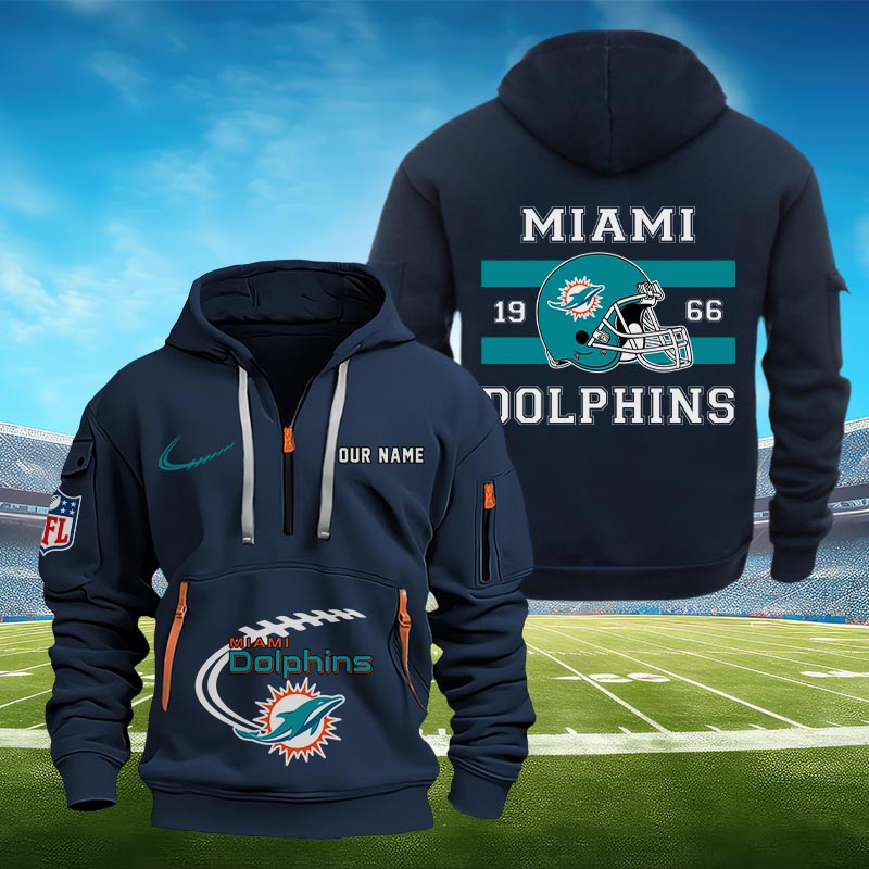 Sportswearmerch Miami Dolphins NFL Half Zip Hoodie Personalized For Fan