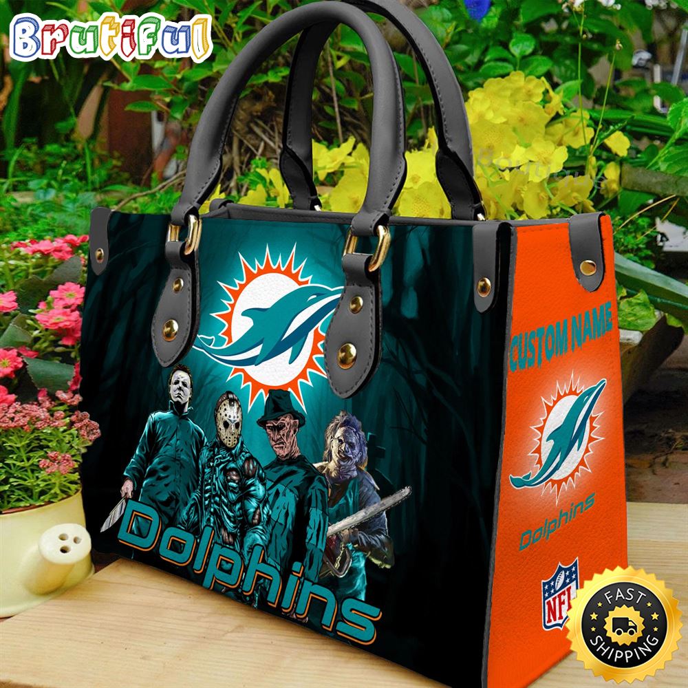 Sportswearmerch Miami Dolphins NFL Halloween Leather Handbag For Fan