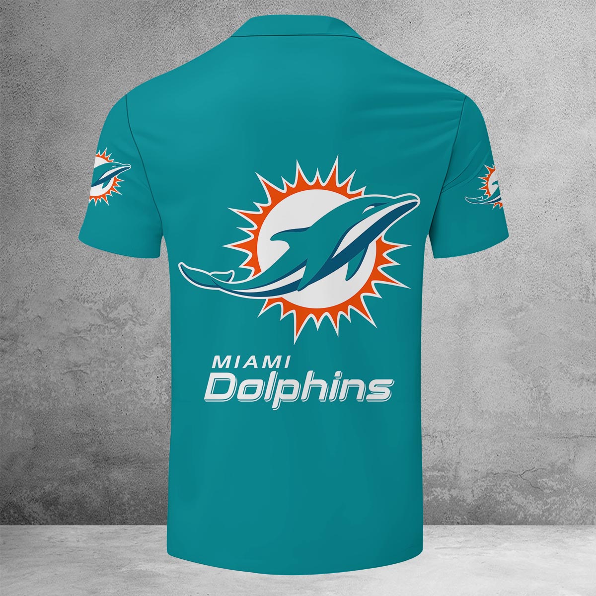 Sportswearmerch Miami Dolphins NFL Lapel Zip Polo Shirt For Fan