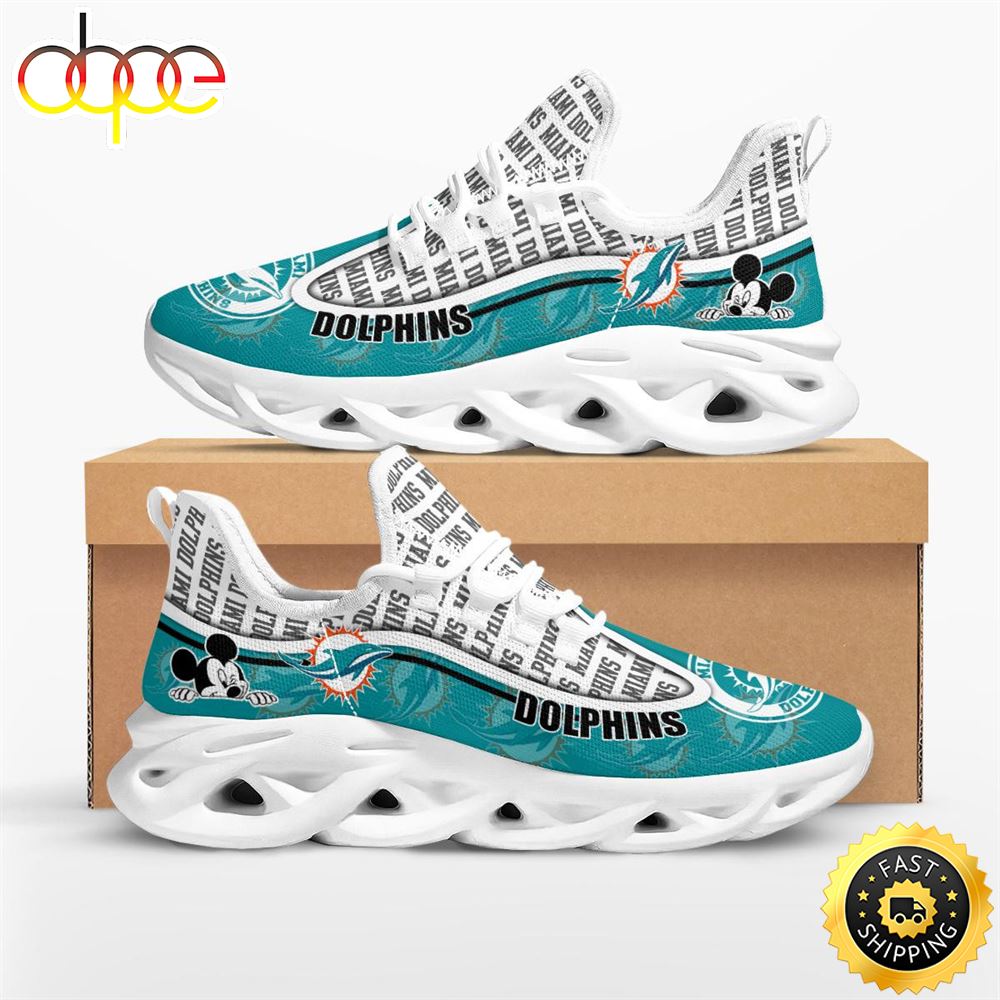Sportswearmerch Miami Dolphins NFL Mickey Mouse Max Soul Shoes Sneakers For Men And Women