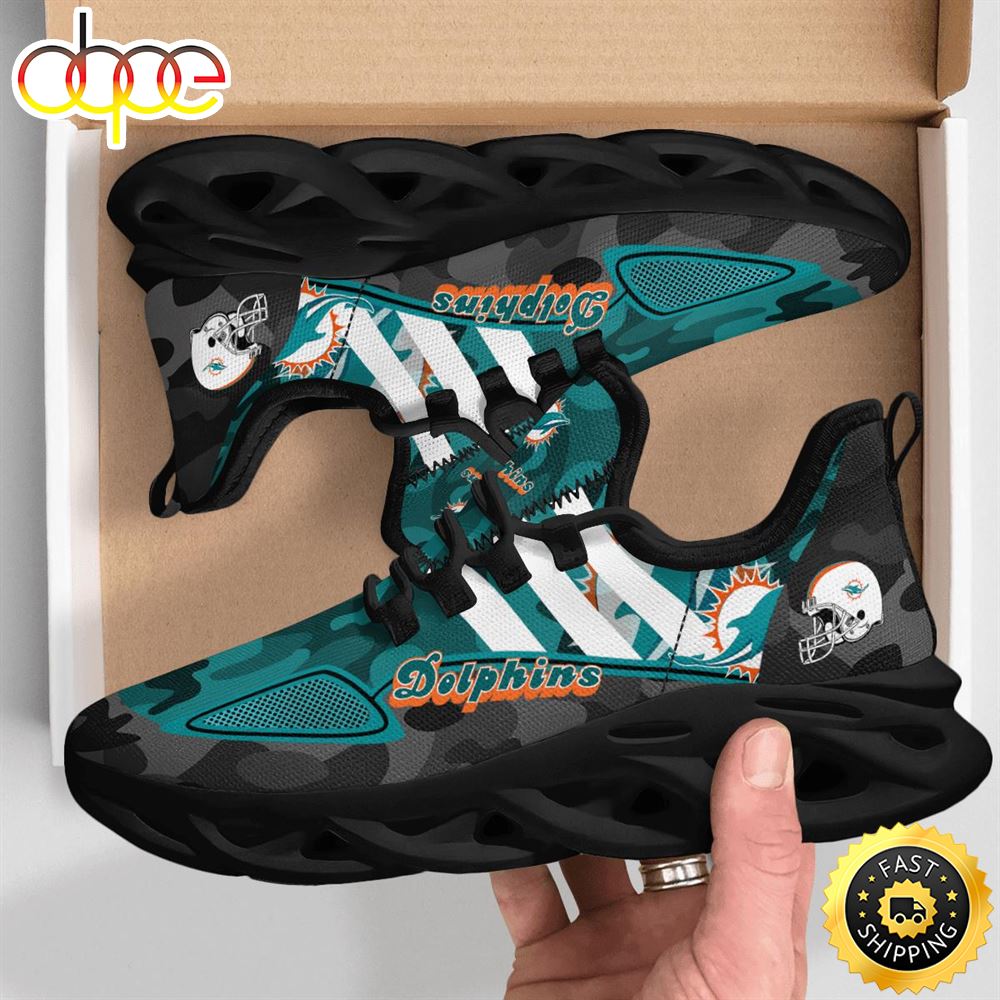 Sportswearmerch Miami Dolphins NFL Military Camouflage Max Soul Shoes Sneakers For Men And Women