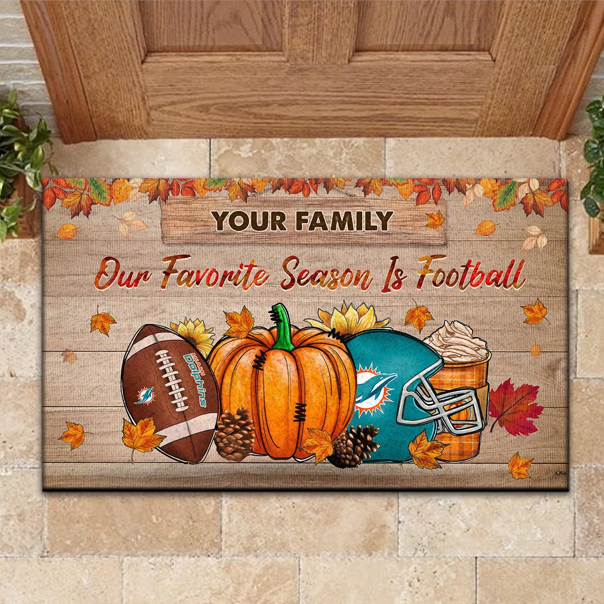 Sportswearmerch Miami Dolphins NFL Our Favorite Season is Football Doormat For Fan