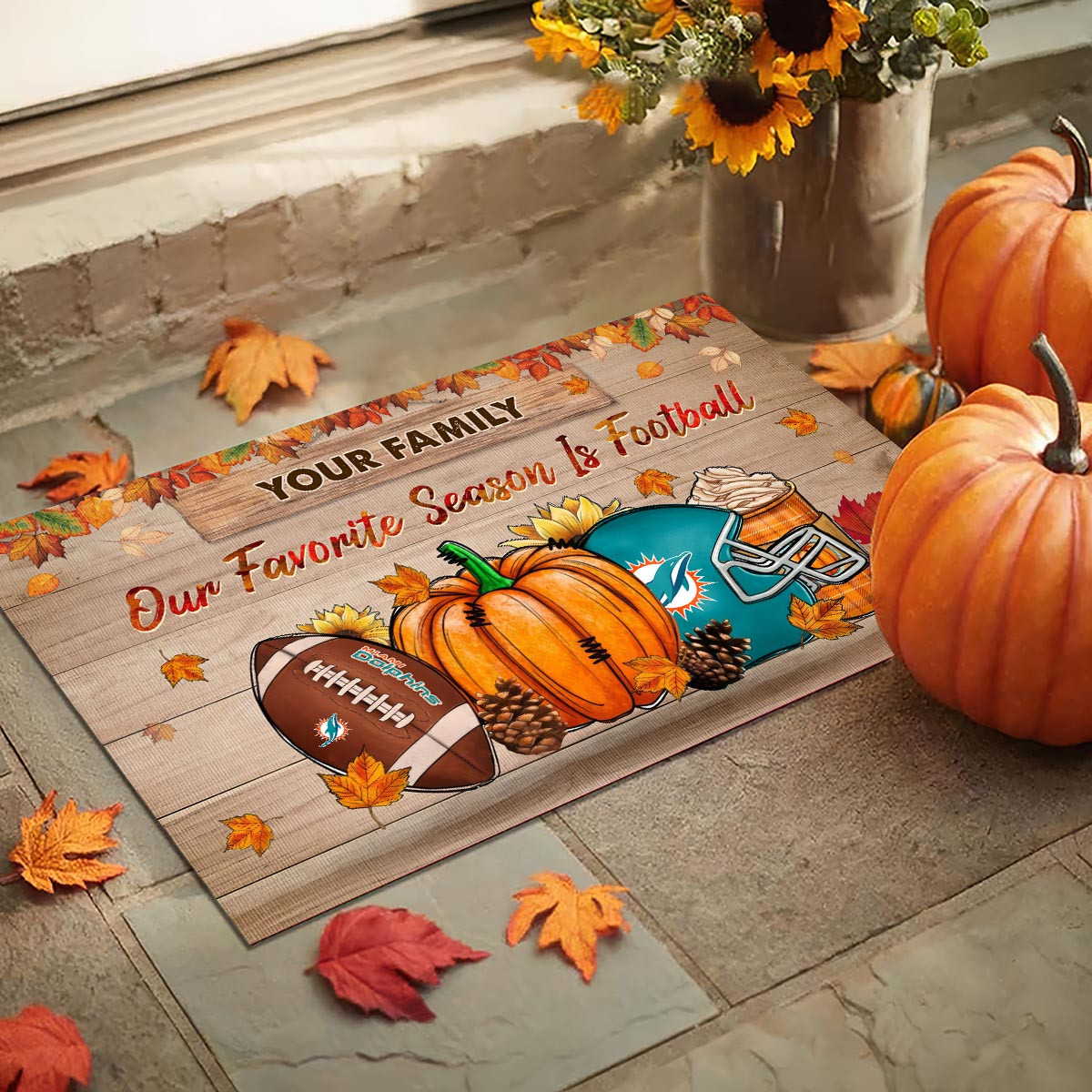 Sportswearmerch Miami Dolphins NFL Our Favorite Season is Football Doormat For Fan