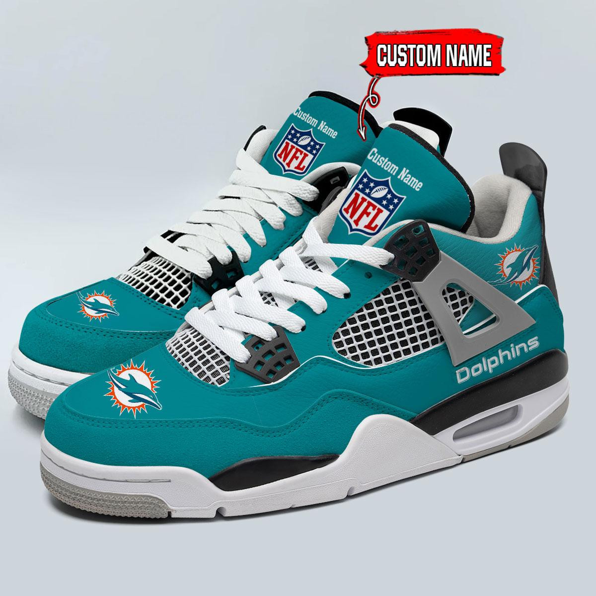 Sportswearmerch Miami Dolphins NFL Personalized  AJ4 Sneakers Shoes For Men And Women