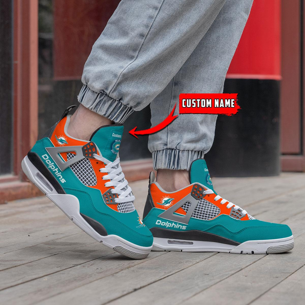 Sportswearmerch Miami Dolphins NFL Personalized Air Jordan 4 SnAJ4 Sneakers Shoes For Men And Women