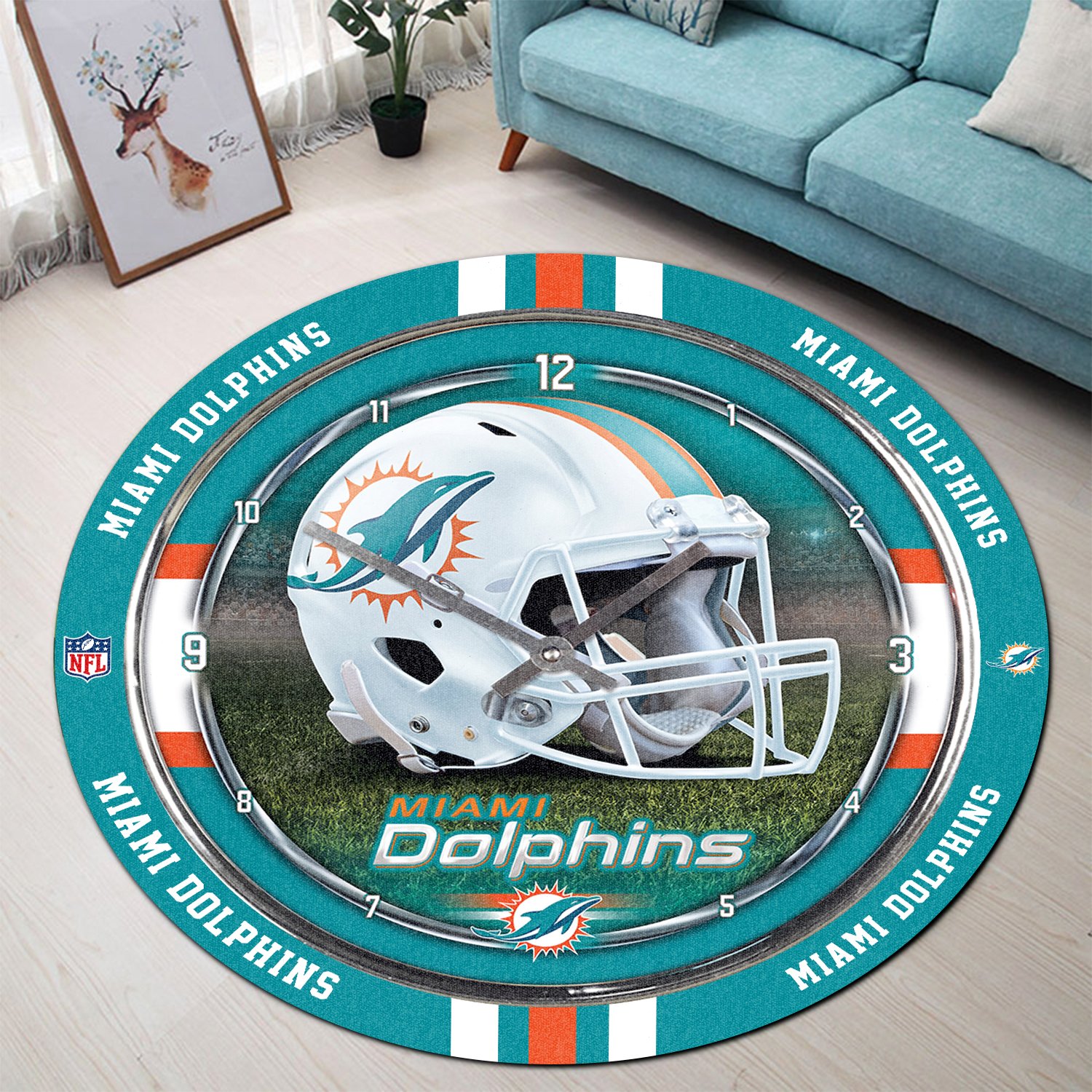 Sportswearmerch Miami Dolphins NFL Personalized Round Rug For Fan