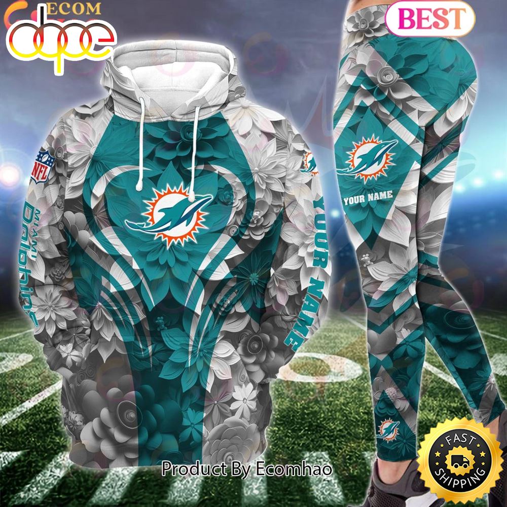 Sportswearmerch Miami Dolphins NFL Special Flowers Design Hoodie And Leggings For Fan