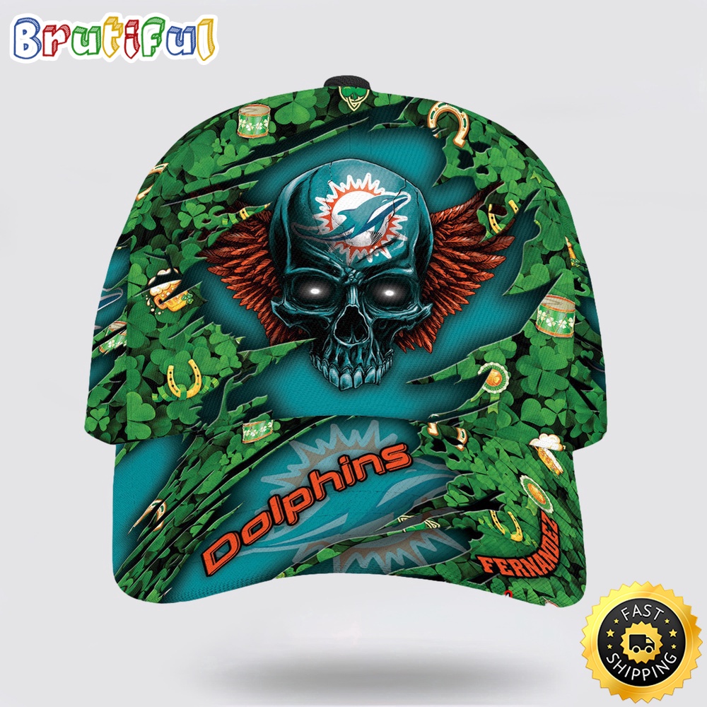 Sportswearmerch Miami Dolphins NFL St Patrick Day Skull Classic Cap For Fan