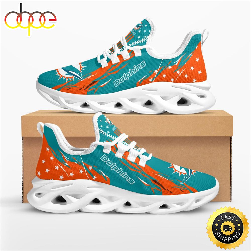 Sportswearmerch Miami Dolphins NFL Stars and Stripes Max Soul Shoes Sneakers For Men And Women