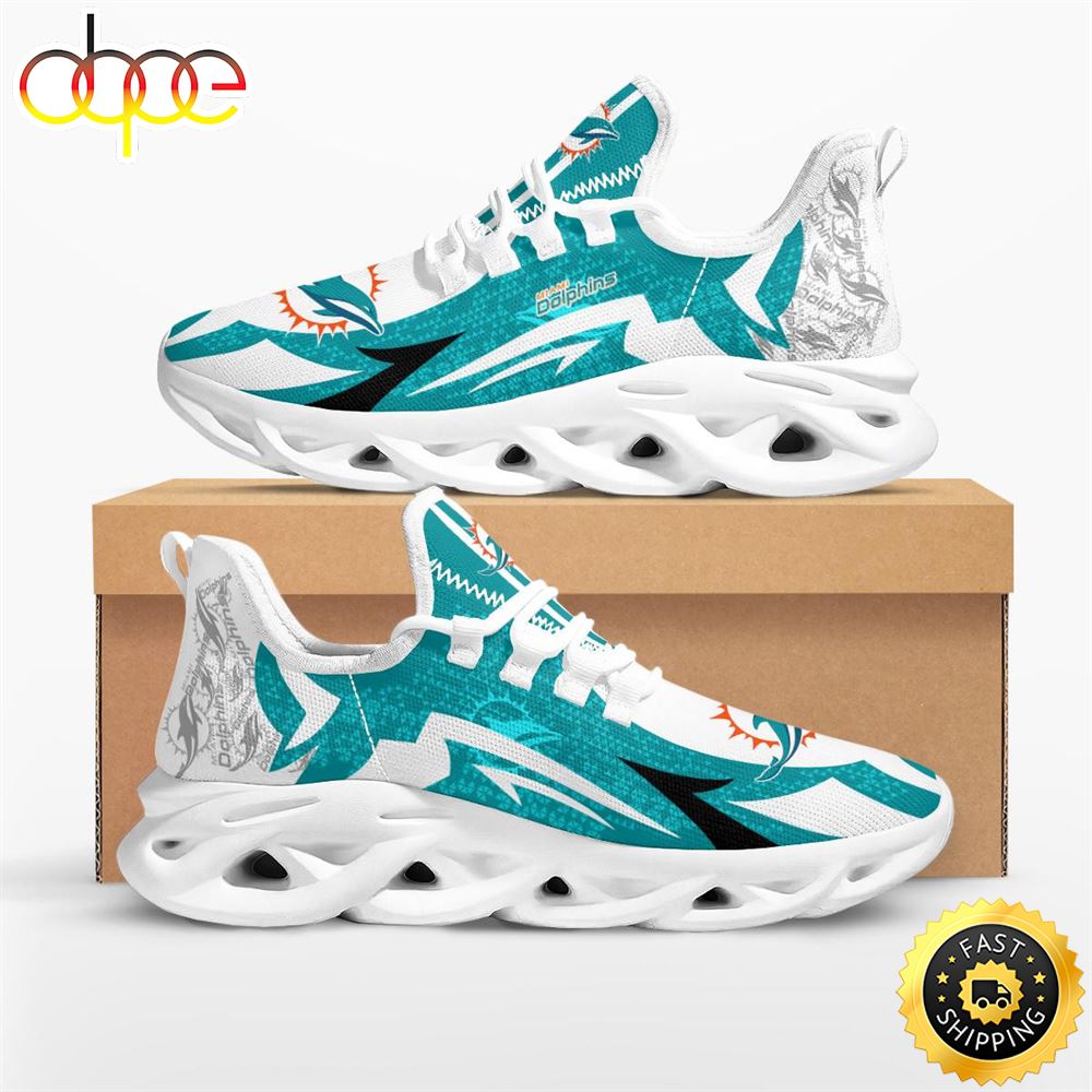 Sportswearmerch Miami Dolphins NFL Symbol Geometric Pattern Max Soul Shoes Sneakers For Men And Women