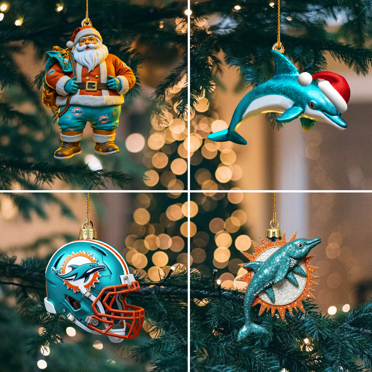 Sportswearmerch Miami Dolphins NFL x Christmas Acrylic Ornament Gift For Fan