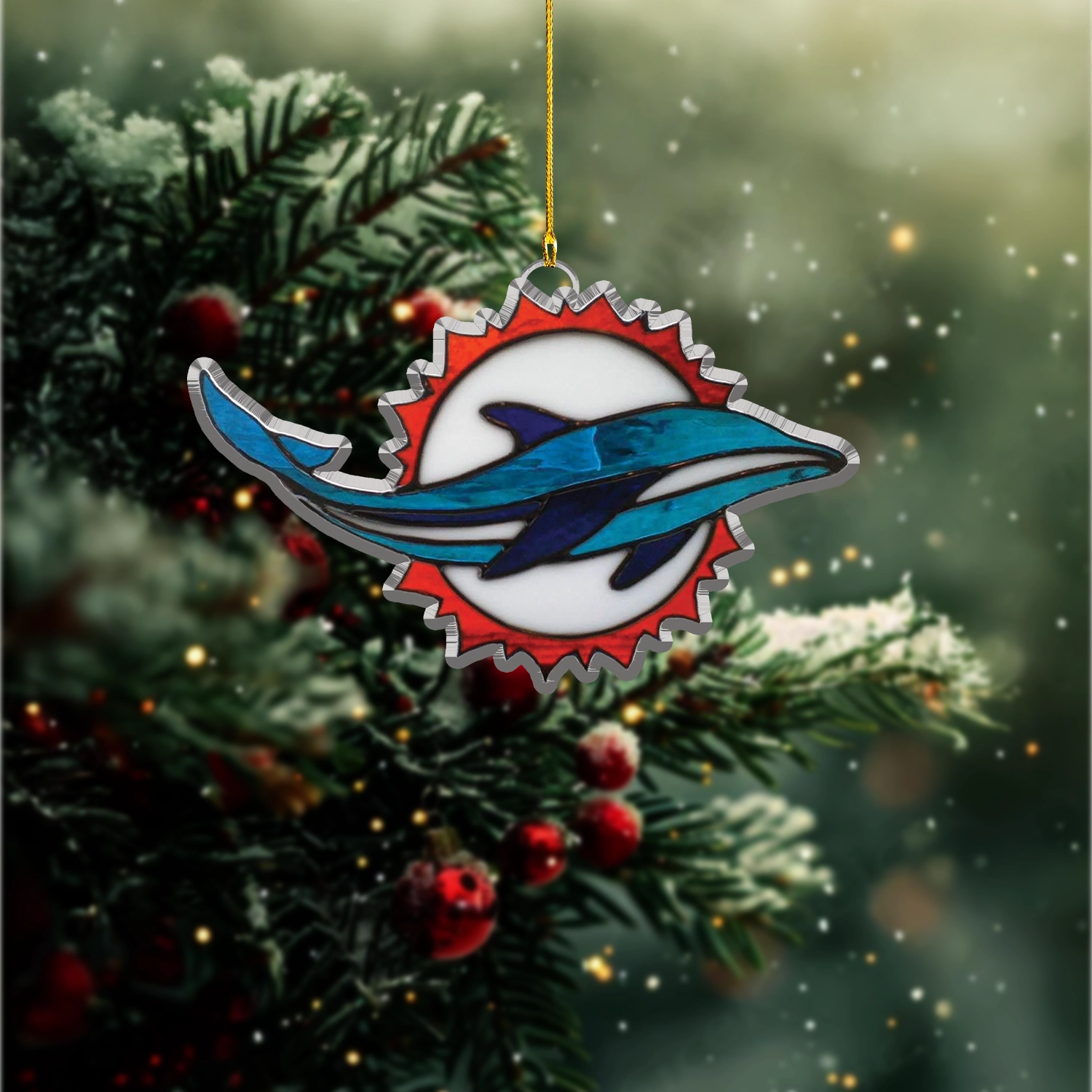 Sportswearmerch Miami Dolphins NFL x Christmas Acrylic Ornament Gift For Fans