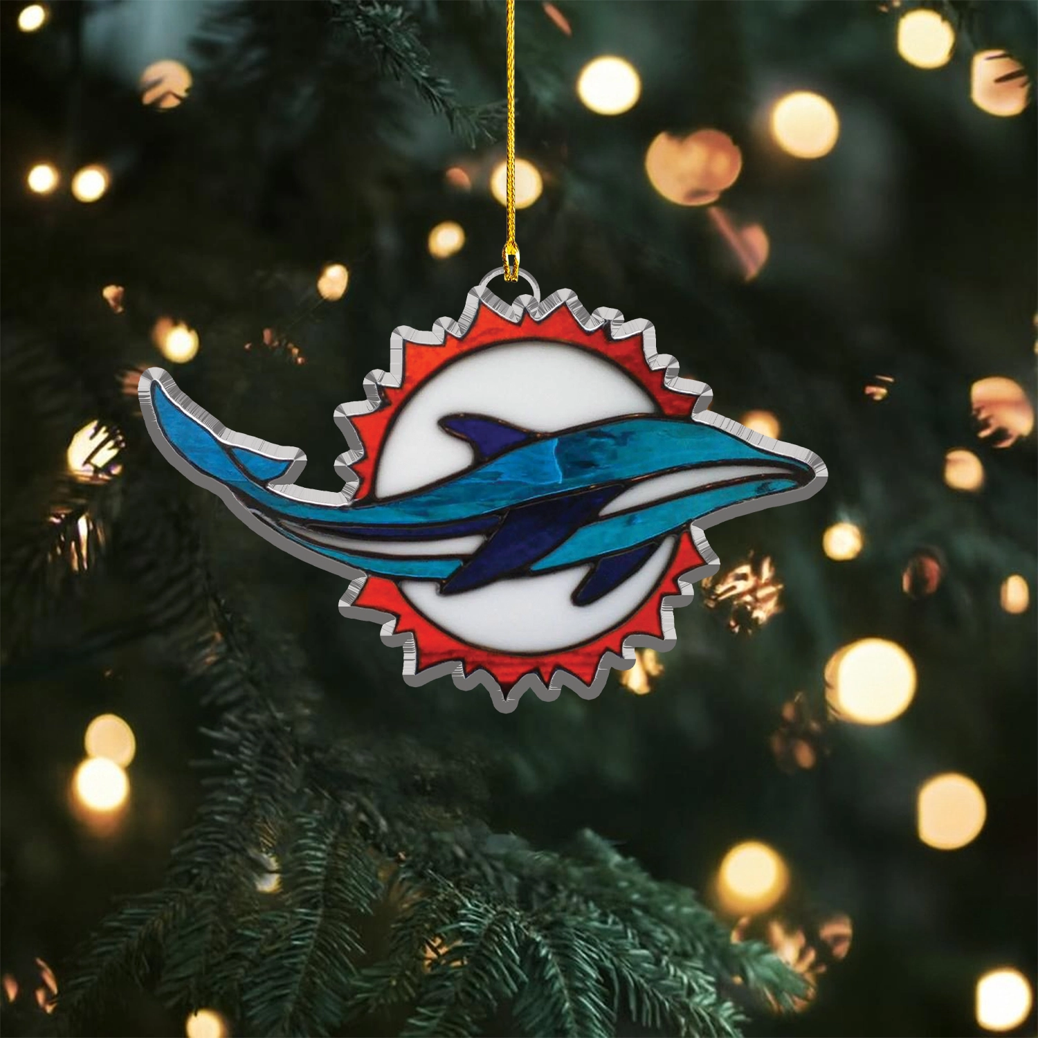 Sportswearmerch Miami Dolphins NFL x Christmas Acrylic Ornament Gift For Fans