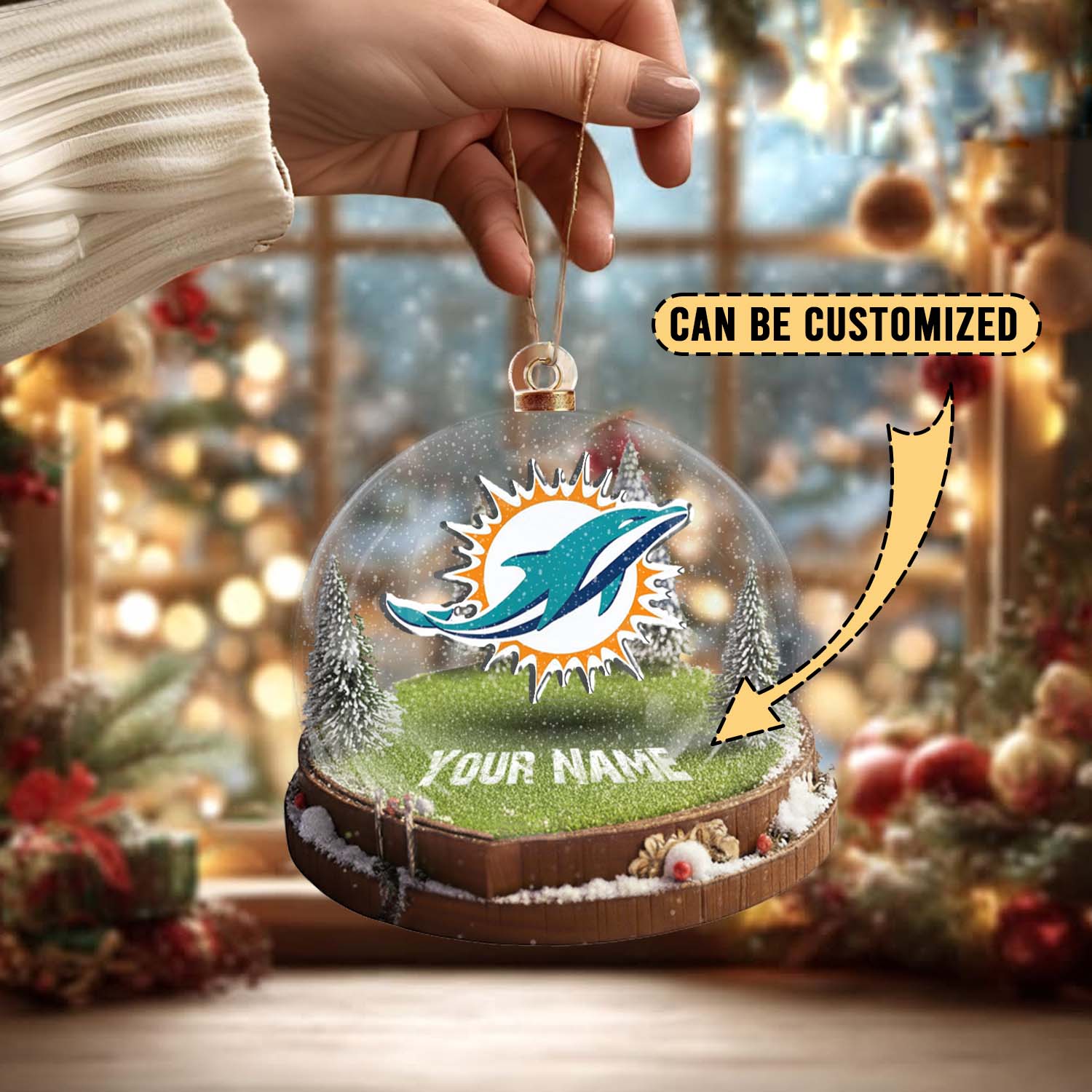 Sportswearmerch Miami Dolphins NFL x Christmas Acrylic Ornament Gift For Fans