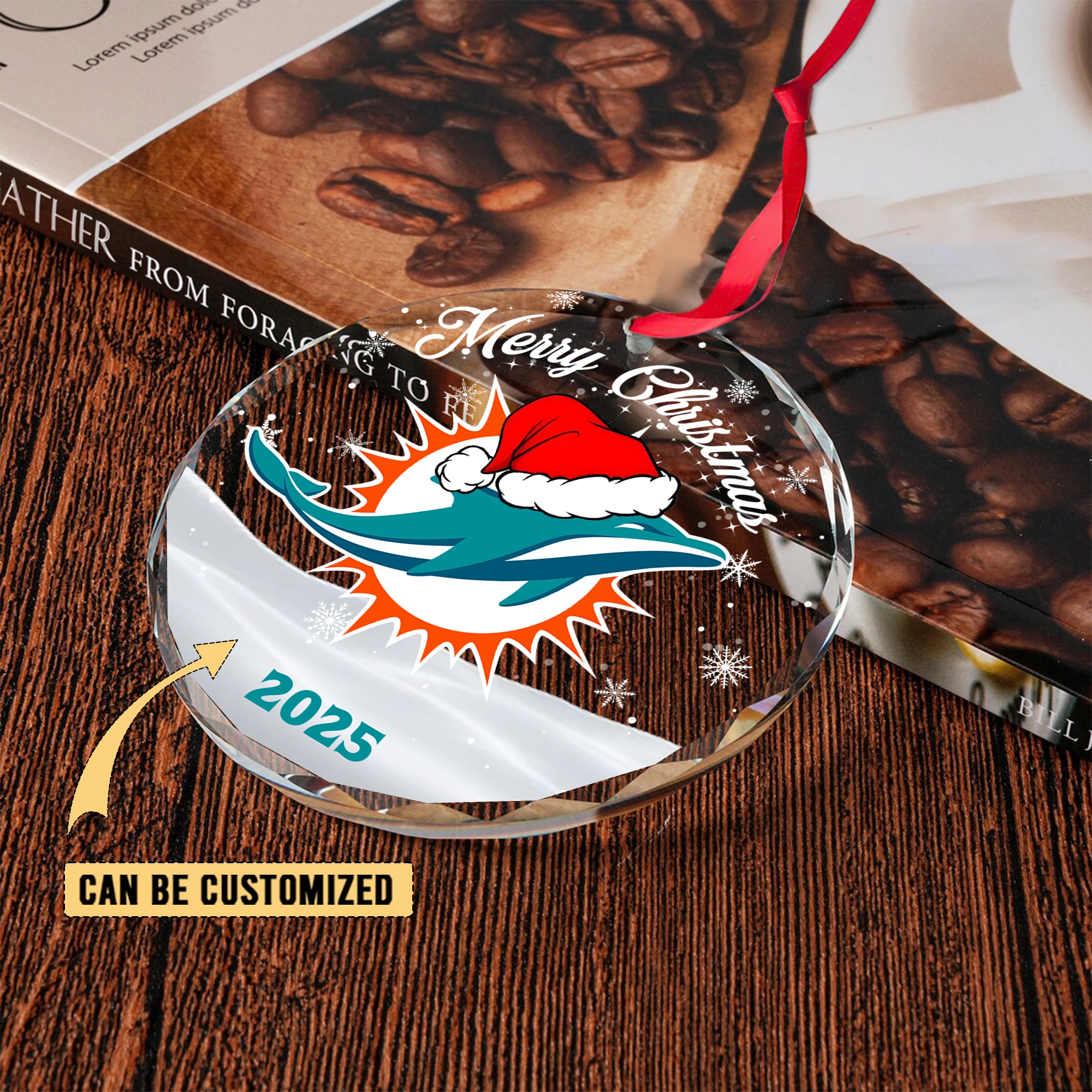 Sportswearmerch Miami Dolphins NFL x Christmas Glass Ornament Gift For Fan