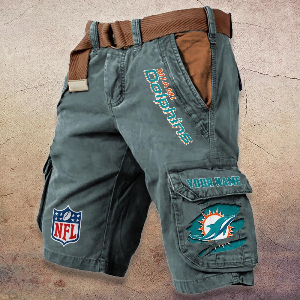 Sportswearmerch Miami Dolphins Pocket NFL Print Cargo Shorts