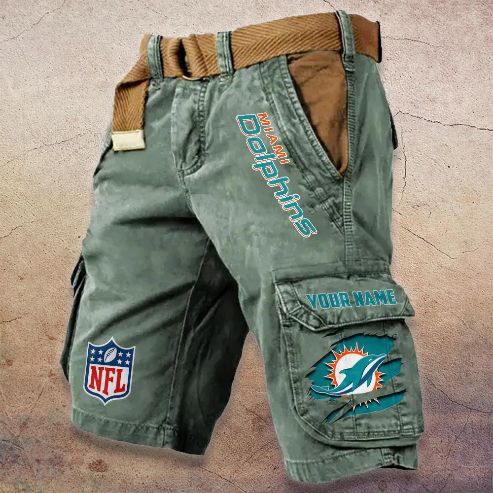 Sportswearmerch Miami Dolphins Pocket NFL Print Cargo Shorts