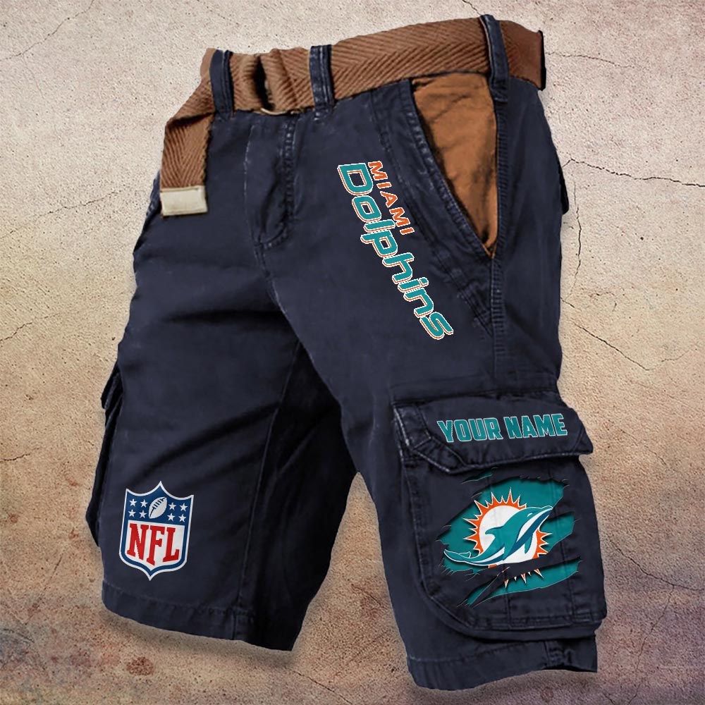 Sportswearmerch Miami Dolphins Pocket NFL Print Cargo Shorts