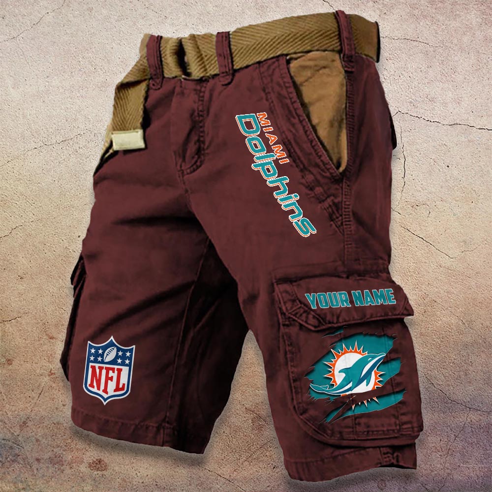 Sportswearmerch Miami Dolphins Pocket NFL Print Cargo Shorts
