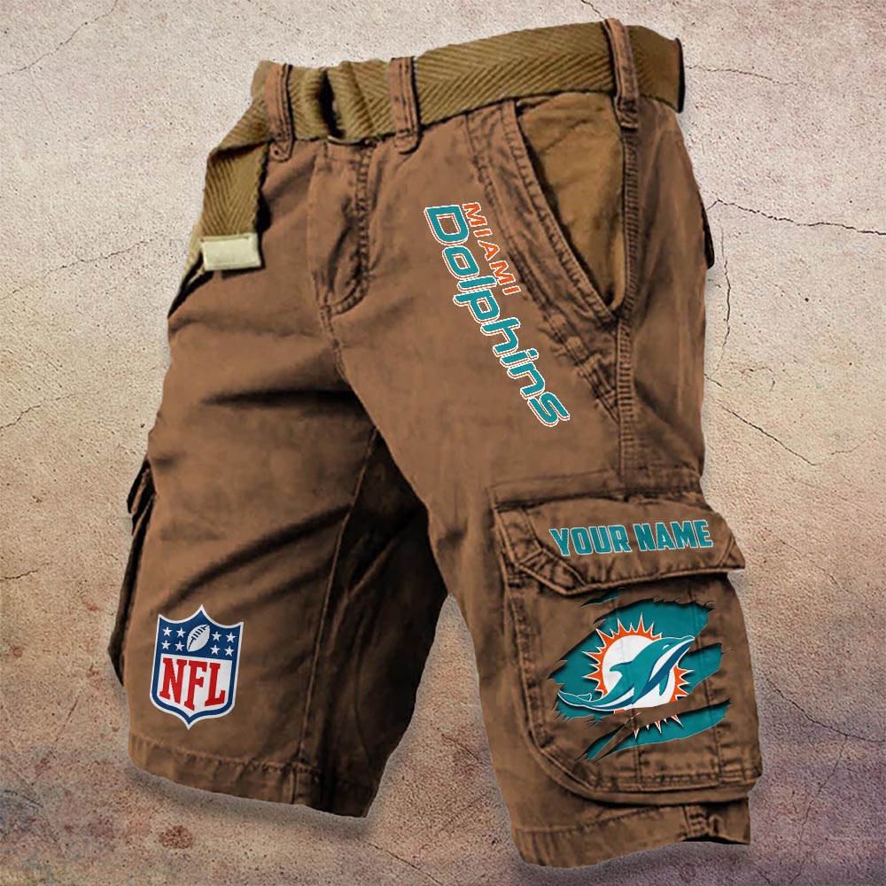 Sportswearmerch Miami Dolphins Pocket NFL Print Cargo Shorts