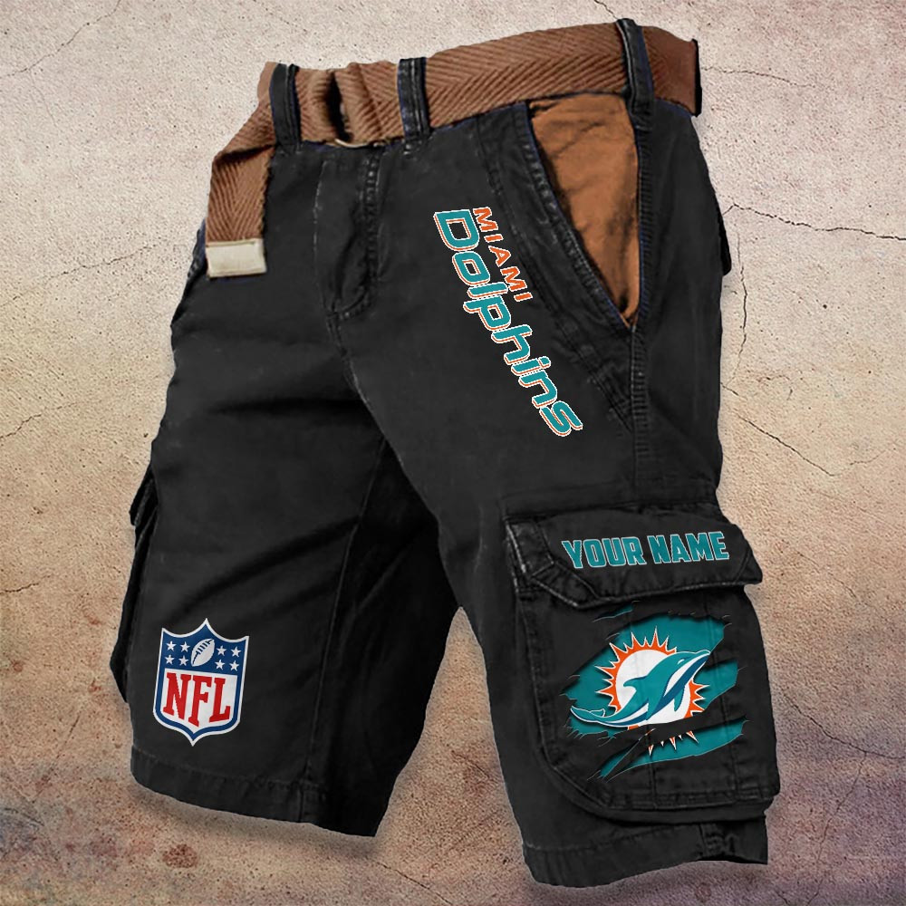 Sportswearmerch Miami Dolphins Pocket NFL Print Cargo Shorts