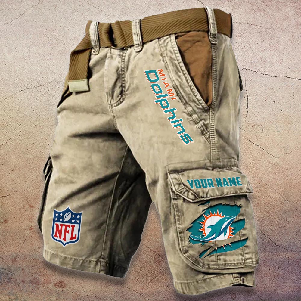 Sportswearmerch Miami Dolphins Pocket NFL Print Cargo Shorts