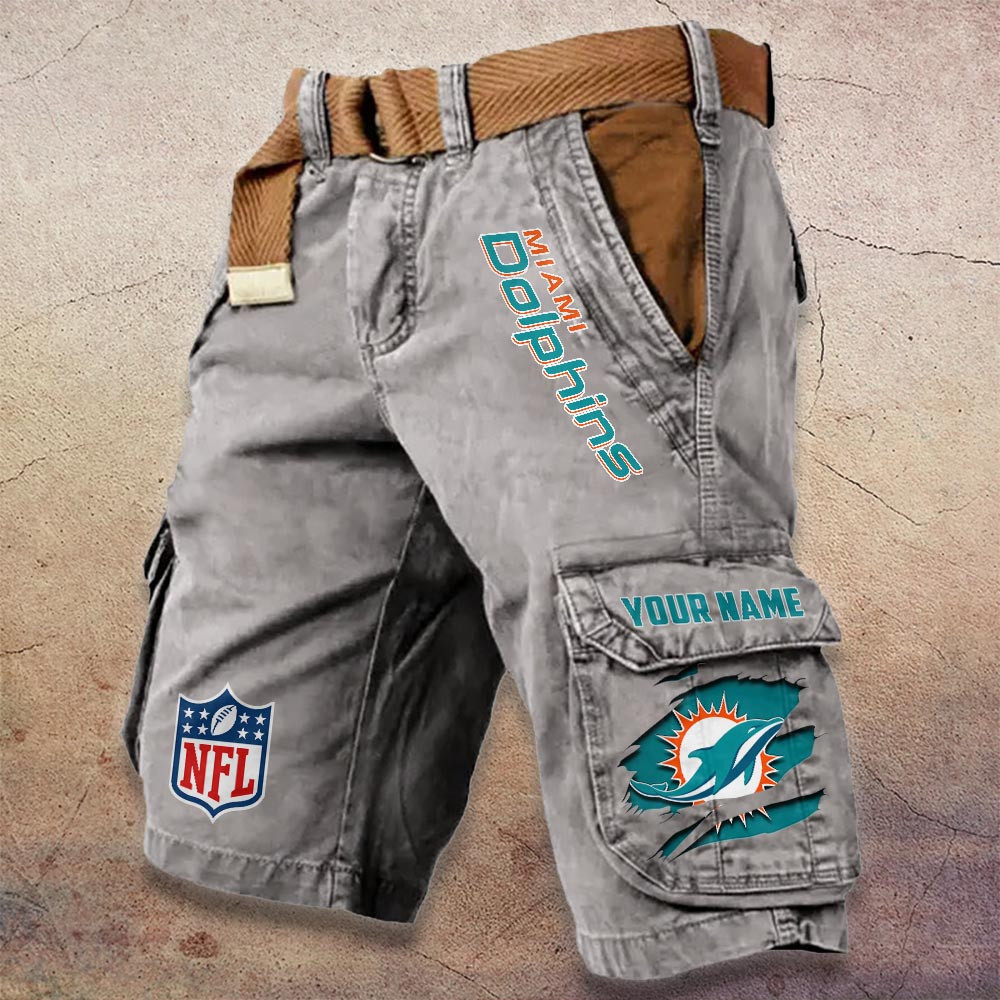 Sportswearmerch Miami Dolphins Pocket NFL Print Cargo Shorts