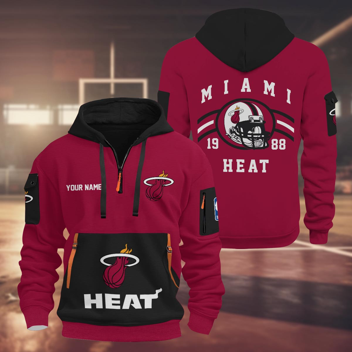Sportswearmerch Miami Heat NBA Half Zip Hoodie Personalized For Fan